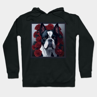 Boston Terrier red roses Hoodie